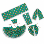 Yugal Sarkar Ji Poshak – Turquoise Floral Poshak for Radha Krishna Ji