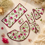 Yugal Sarkar Ji Poshak Pink Floral Poshak for Radha Krishna Ji