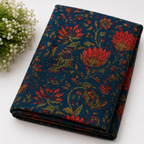 Indigo Bloom Floral 100% cotton fabric with traditional floral print for Laddu Gopal Ji and Yugal Sarkar Ji poshaks
