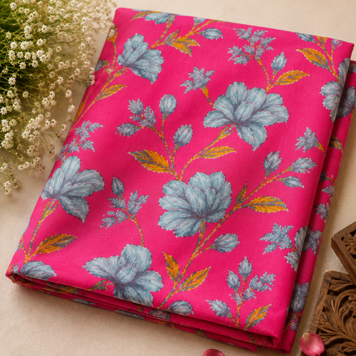 Gulabi Neel Pushp Fabric