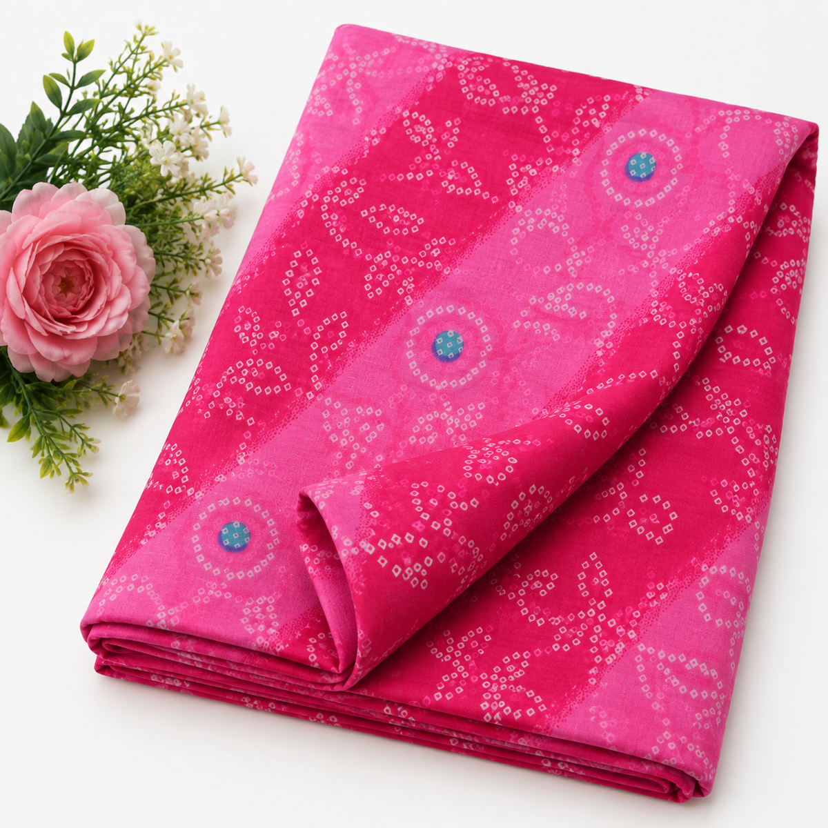 Rani Pink Bandhani Print Fabric
