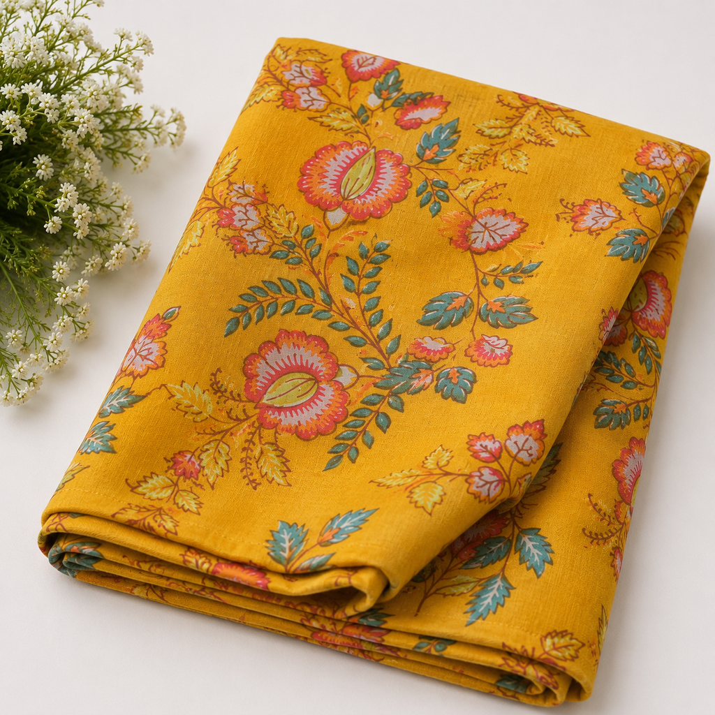 Kesariya Gul Bagicha Fabric
