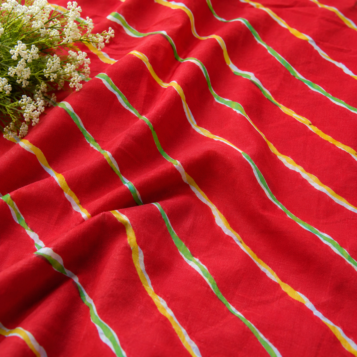 Lal Rang Leher Fabric