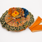Orange & Green Embellished Designer Laddu Gopal Ji Poshak