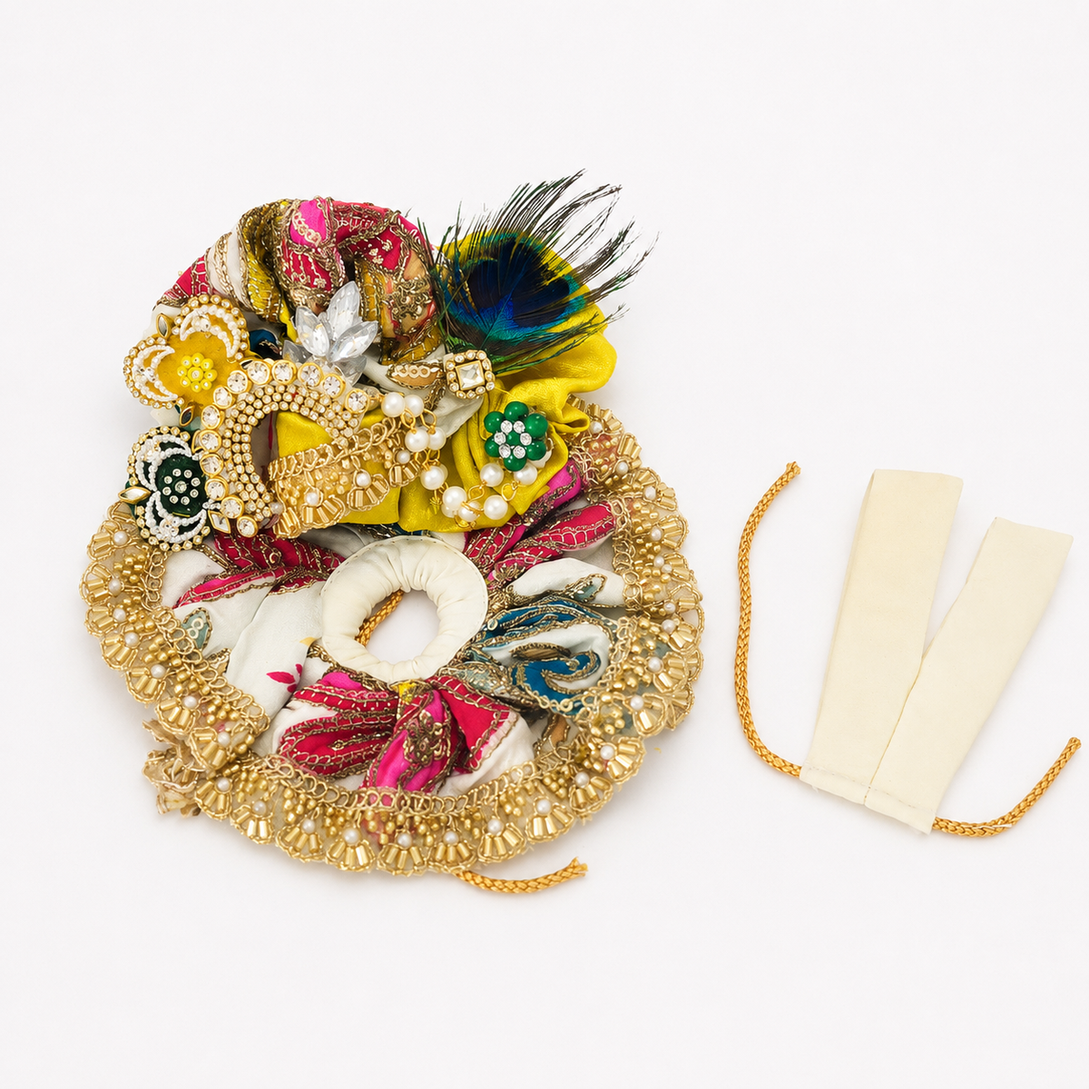 Sky Blue Peacock Feather Designer Laddu Gopal Ji Poshak