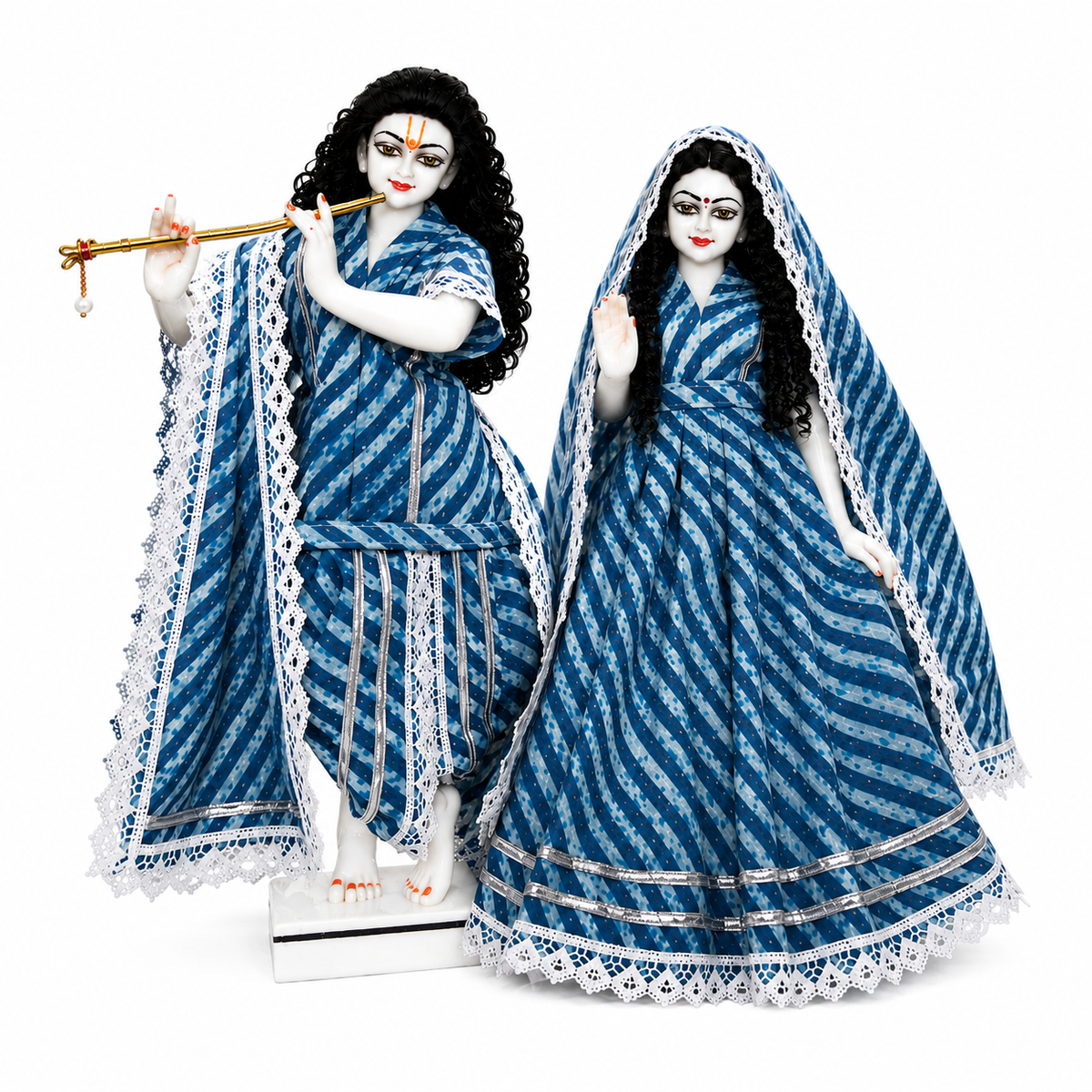 Yugal Sarkar Ji Poshak – Blue Floral Print Poshak for Radha Krishna Ji