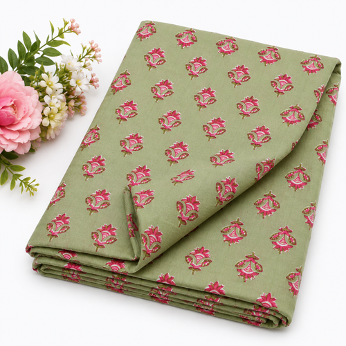 Gulabi Kamal Sage Fabric