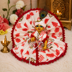 White Red Floral Cotton Laddu Gopal Ji Poshak