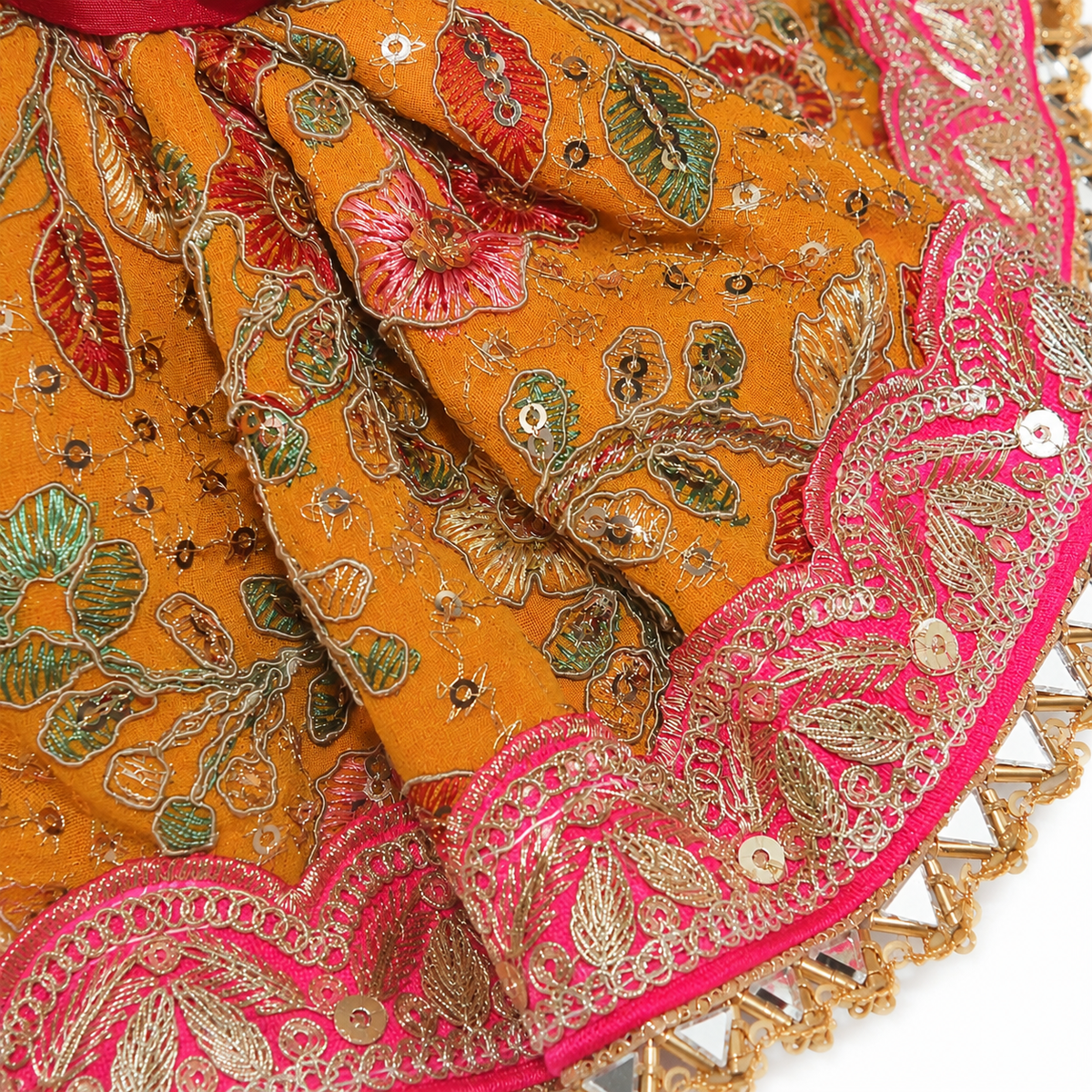 Orange & Pink Printed Designer Laddu Gopal Ji Poshak