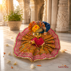 Orange & Pink Printed Designer Laddu Gopal Ji Poshak