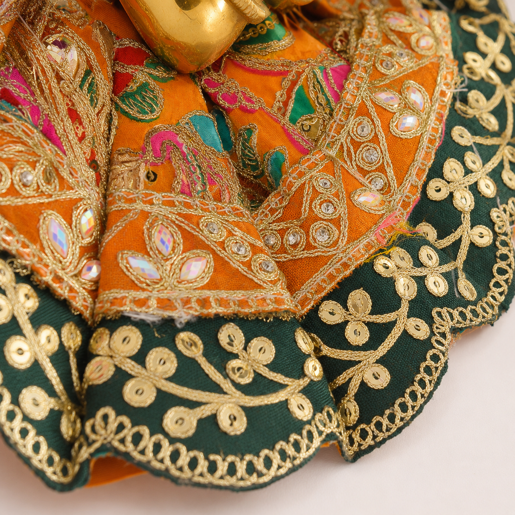 Orange & Green Embellished Designer Laddu Gopal Ji Poshak