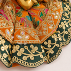 Orange & Green Embellished Designer Laddu Gopal Ji Poshak
