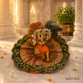 Orange & Green Embellished Designer Laddu Gopal Ji Poshak