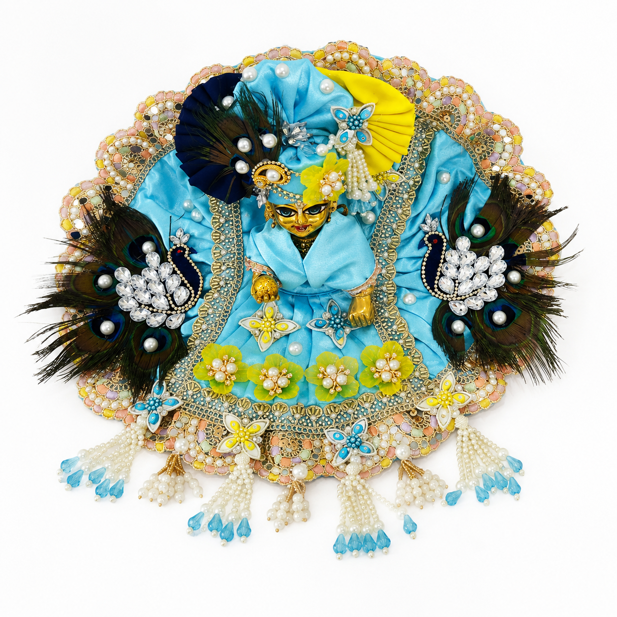Laddu Gopal Ji Cotton Poshak | Handmade Dress with Pagadi