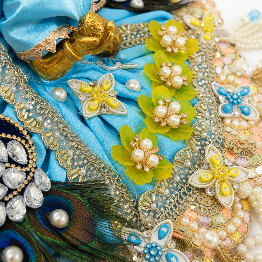 Laddu Gopal Ji Cotton Poshak | Handmade Dress with Pagadi