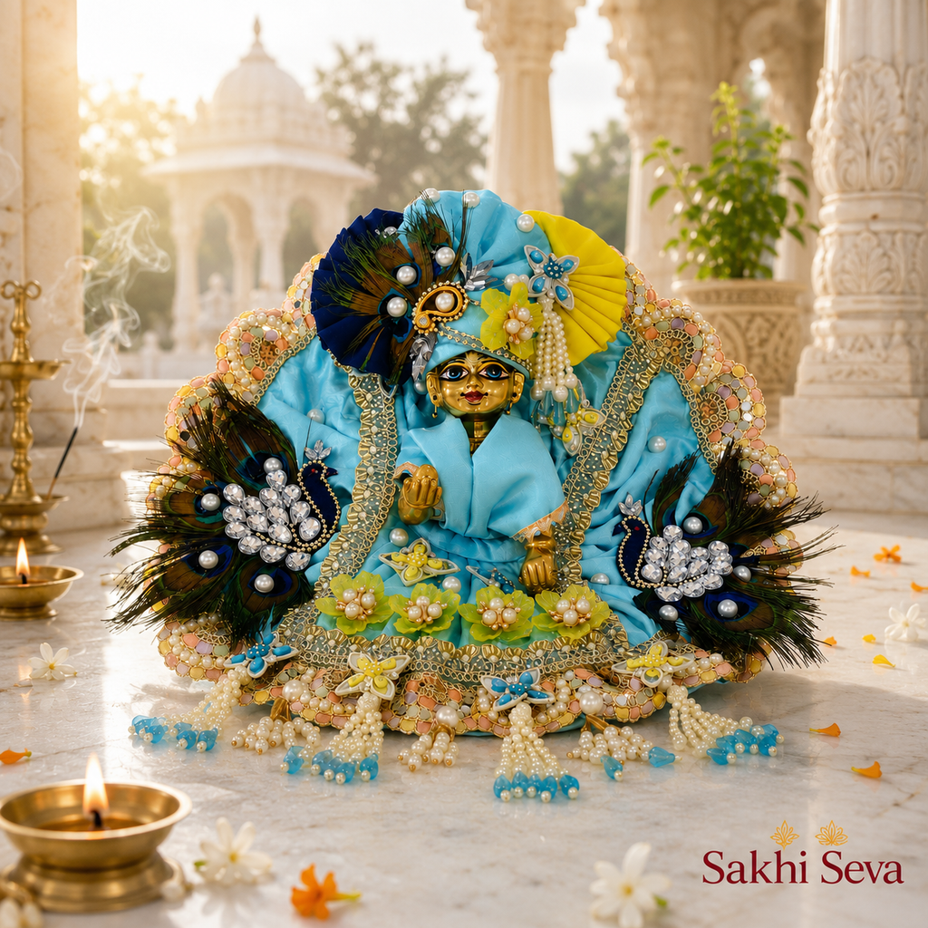 Laddu Gopal Ji Cotton Poshak | Handmade Dress with Pagadi