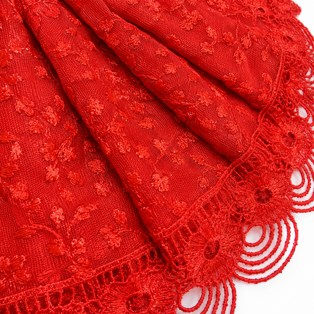 Red Lace Designer Laddu Gopal Ji Poshak