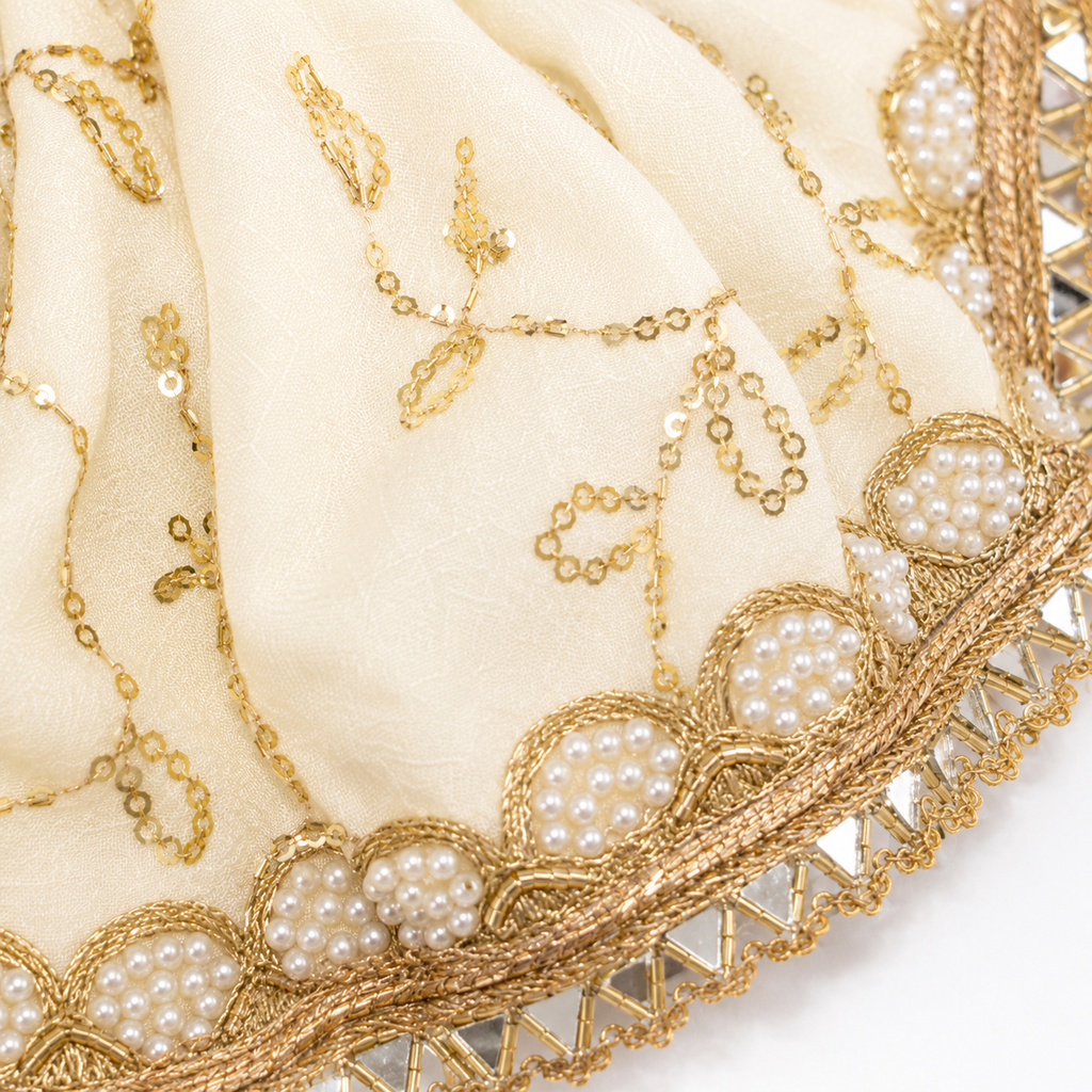 Ivory Pearl & Gold Designer Laddu Gopal Ji Poshak