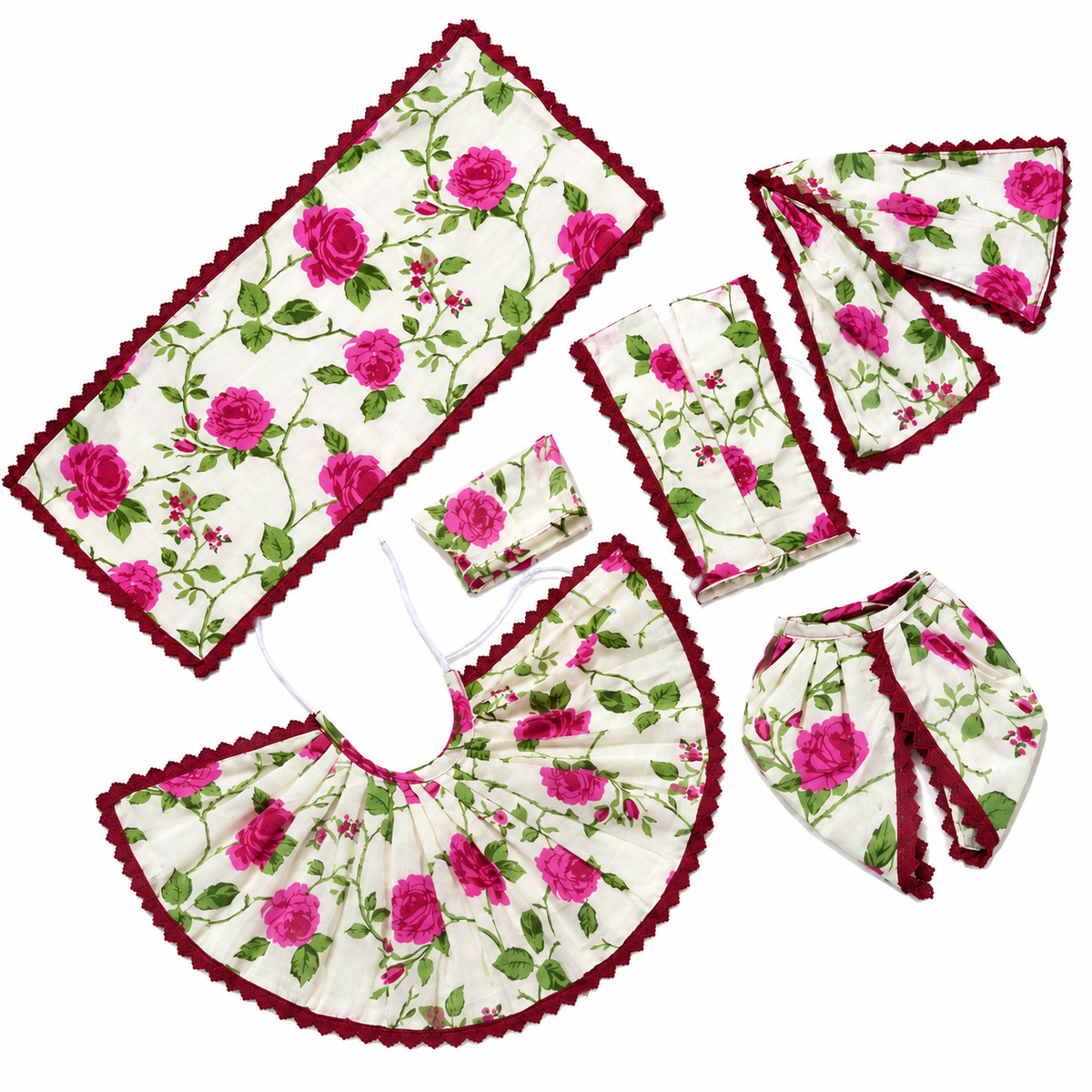 Yugal Sarkar Ji Poshak Pink Floral Poshak for Radha Krishna Ji