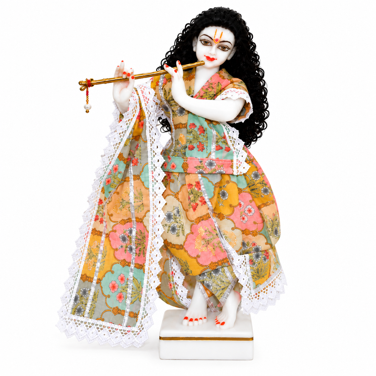 Yugal Sarkar Ji Floral Poshak – Multicolour Floral Print with White Lace